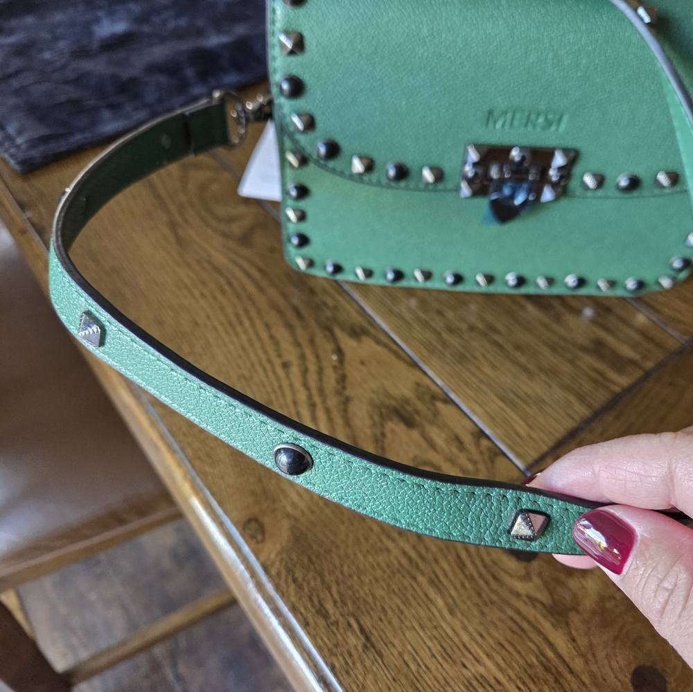 Mersi Vegan Green Crossbody Studded New With Tags Purse - Picture 13 of 14